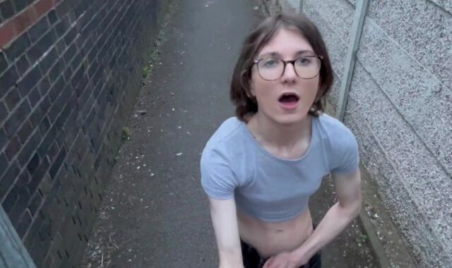 Ultra-mischievous nubile trans doll gets ultra-horny in public alleyway
