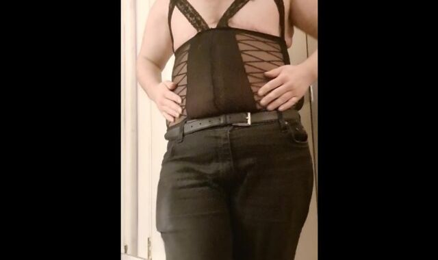 FtM Trans Stud Showcases Off Nylon Lace Bod Suit