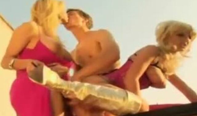 sleazy shetwink In Pinkish sundress pummels With man And bombshell outdoors