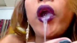 pretty Self Cockblower Munches Her Own jizm