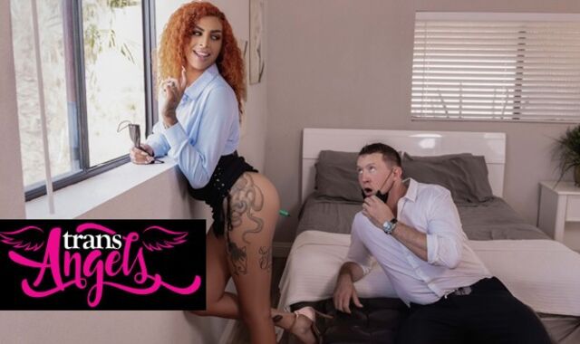 TRANS ANGELS - Small Rubi Maxim Seductively Invites Pierce Paris To Slurp Her Knob-wringing Rosy fuckhole