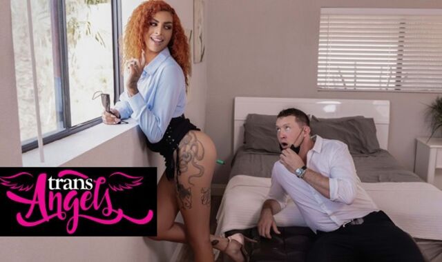 TRANS ANGELS - Naughty Crimson-haired Rubi Maxim Lifts Up Her Micro-micro-skirt Making Pierce Ultra-kinky To Penetrate Her