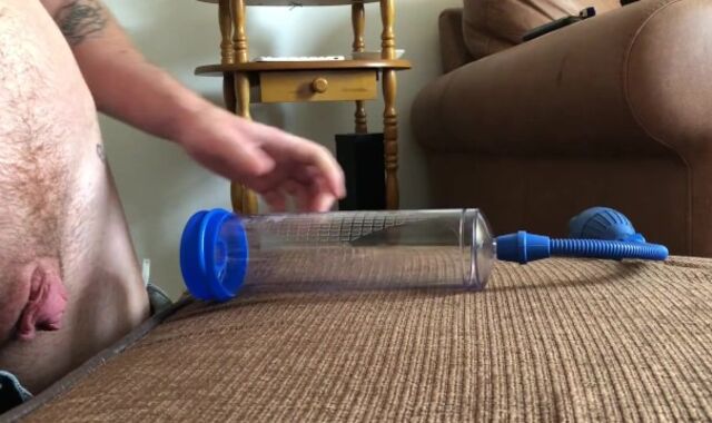 Desperately boinking and fucking my fuck-stick pump and yelling FTM meaty clit