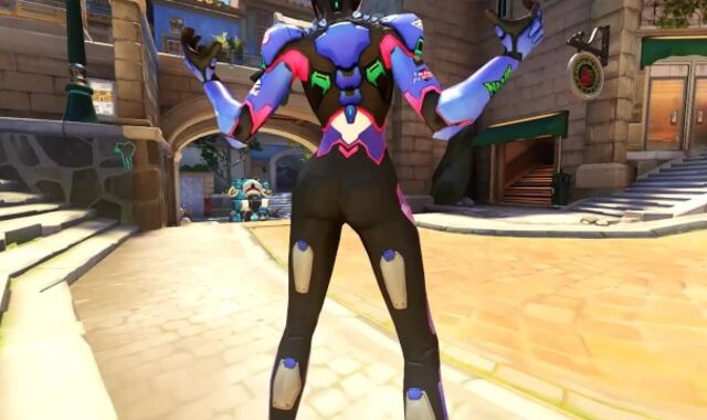 Dva gets double penetration’d by Genji and Reinhardt