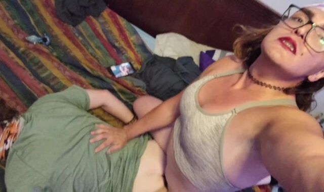 Nonbianry sissy hubby takes jaw-pulling down all-natural tgirl bone hard af